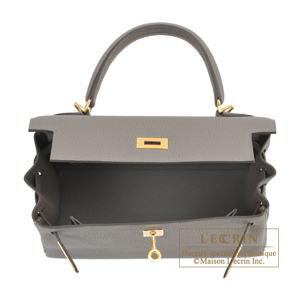 Hermes Kelly 25 Retourne Etain Togo Gold Hardware #D