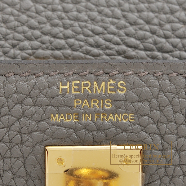 HERMES Kelly 25 Retourne Gris Etain Togo Gold Hardware Y Stamp