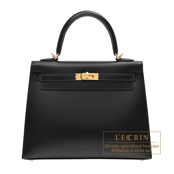 Hermes Kelly bag 25 Sellier Black Box calf leather Gold hardware