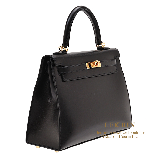 Hermes Kelly bag 25 Sellier Black Box calf leather Gold hardware