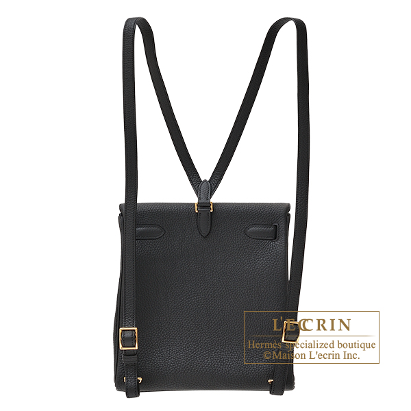 Hermes Kelly Ado Backpack Clemence Leather Gold Hardware In Black