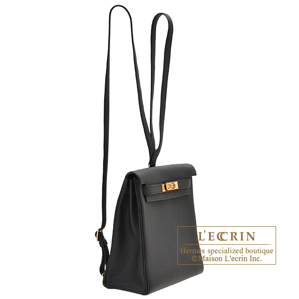 Hermes Kelly Ado PM Black Clemence leather Gold hardware