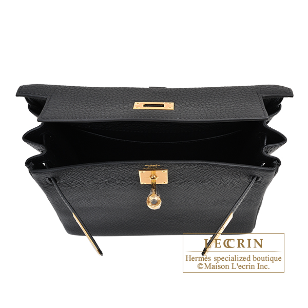 Hermes Kelly Ado Backpack Clemence Leather Gold Hardware In Black