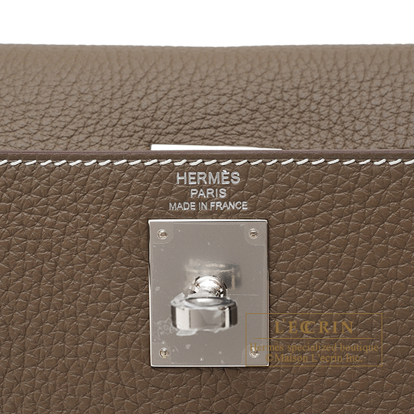 Hermès Kelly Ado Etoupe Clemence With Silver Hardware