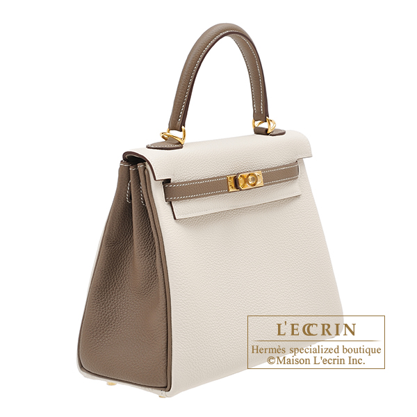 Hermes Kelly Retourne 25 Etoupe Togo Gold Hardware