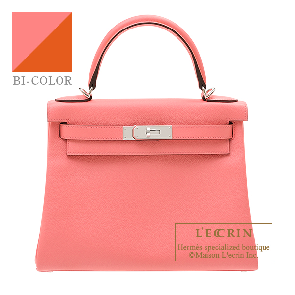 Hermes　Kelly Verso bag 28　Retourne　Rose d'ete/　Terre battue　Evercolor leather　Silver hardware