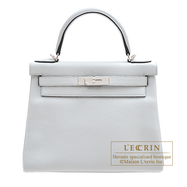 Hermes Kelly Pochette Bag In Blue Glacier Epsom Leather 