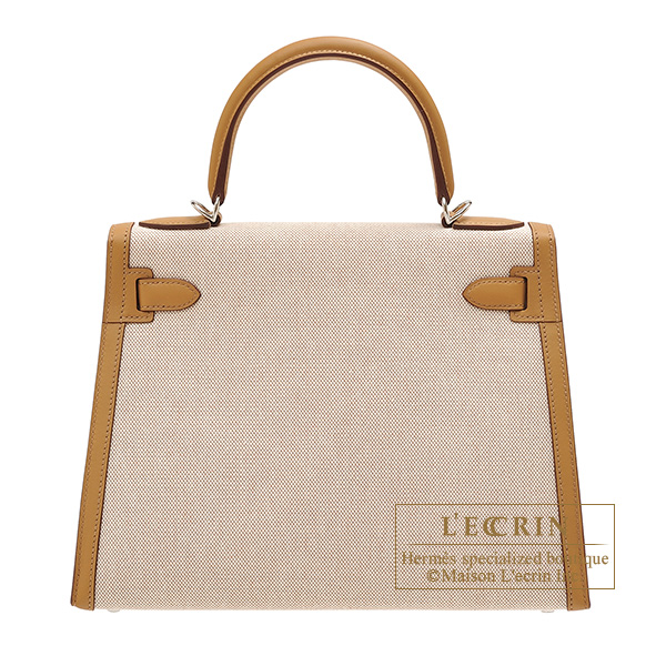 Hermes Limited Edition Birkin 25 Bag Ecru Toile H Chai Swift H