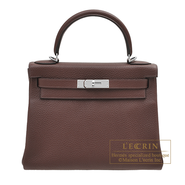 Hermes　Kelly bag 28　Retourne　Havane　Clemence leather　Silver hardware