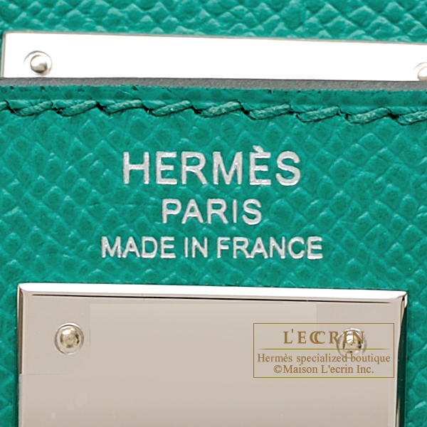 Hermes Kelly bag 28 Sellier Vert Jade Epsom leather Silver hardware