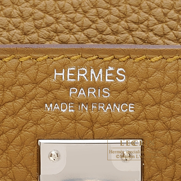 Hermes Kelly bag 25 Retourne Bronze dore Togo leather Silver hardware
