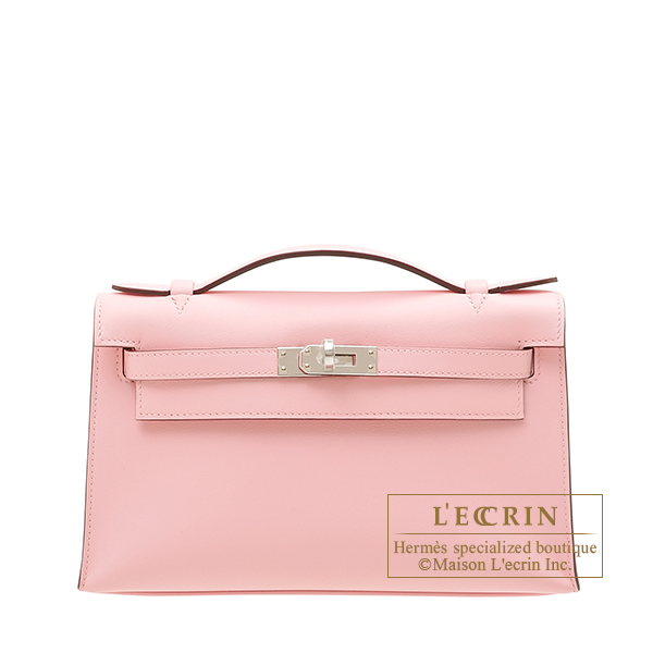 Hermes　Kelly pochette　Rose sakura　Swift leather　Silver hardware