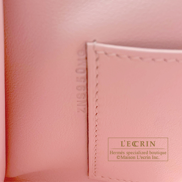 Hermes Kelly pochette Rose sakura Swift leather Silver hardware 