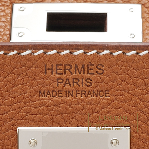 Hermes Kelly bag 32 Retourne Fauve Barenia faubourg Silver hardware