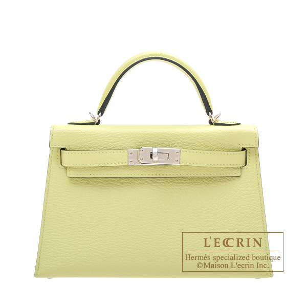 Hermes　Kelly bag mini　Sellier　Jaune bourgeon　Chevre myzore goatskin　Silver hardware