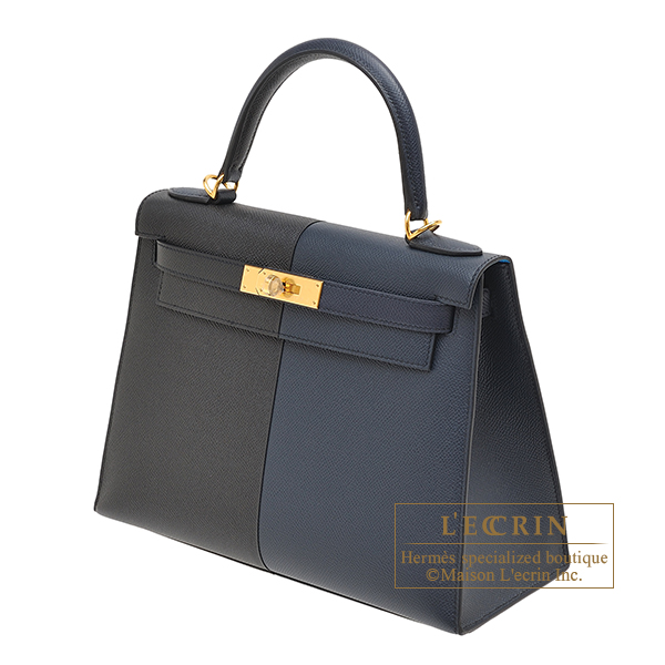 Hermes Kelly 28 Casaque Bag Black / Bleu Indigo Sellier Limited