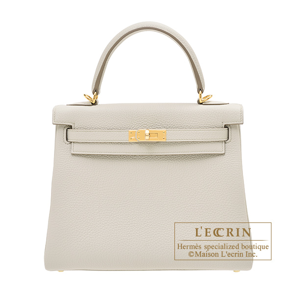 Hermes　Kelly bag 25　Retourne　Beton　Togo leather　Gold hardware