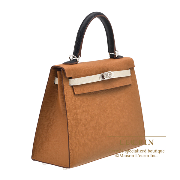 Hermes Kelly Sellier 20 Tri-color Gold, Black and Nata Epsom