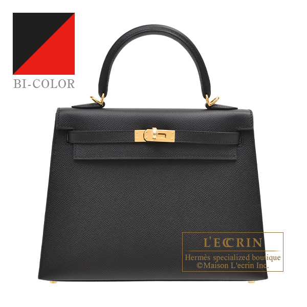 A CUSTOM NATA & BLACK EPSOM LEATHER SELLIER BIRKIN 25 WITH GOLD