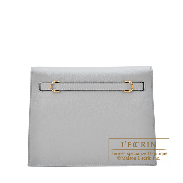 Hermes Kelly Pochette Gris Perle Ostrich Gold Hardware