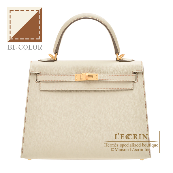 Hermes　Personal Kelly bag 25　Sellier　Craie/Gold　Epsom leather　Matt gold hardware