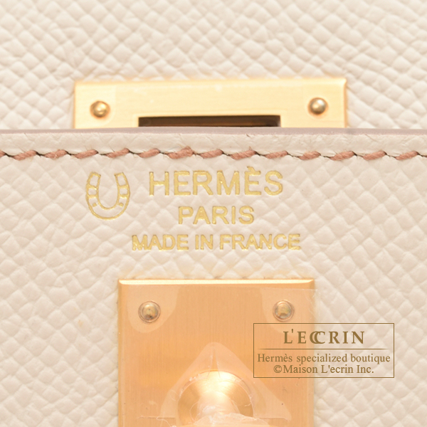 HERMES Kelly 25 Sellier Bleu Glacier Gold HW C *New - Timeless Luxuries