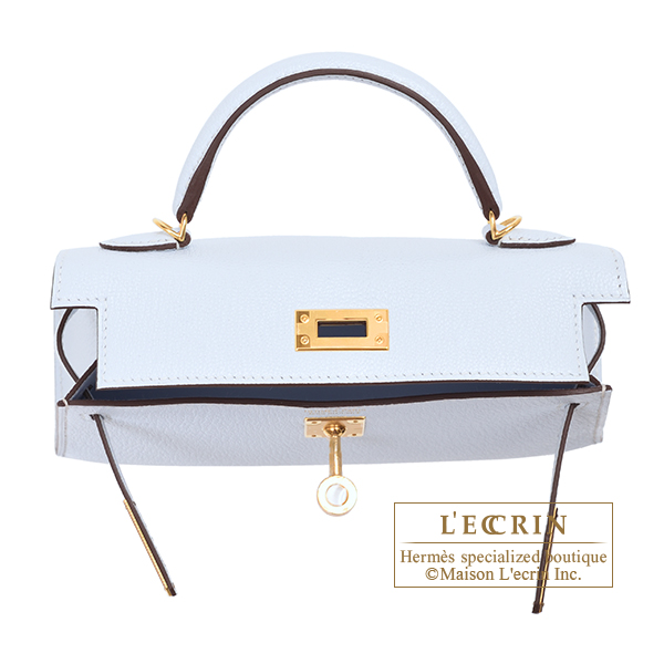 Hermes Kelly Sellier 20 Bleu Brume Chevre Gold Hardware