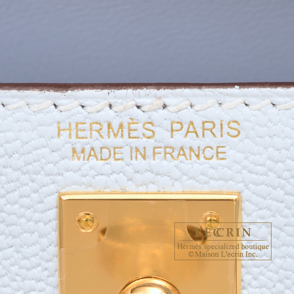 Hermes Kelly bag mini Sellier Blue brume Chevre myzore goatskin Gold  hardware