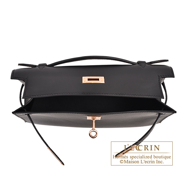 Hermes Kelly Pochette Black Gold Hardware Swift Gold Hardware