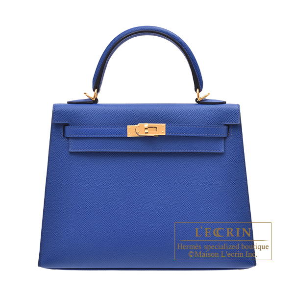 Hermes Kelly bag 25 Sellier Blue royal Epsom leather Gold hardware