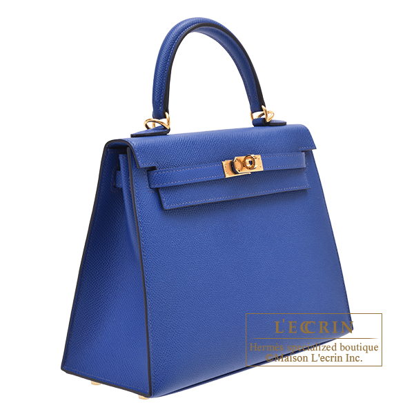 Hermès Kelly 25 In Bleu Royal Epsom With Gold Hardware in Blue