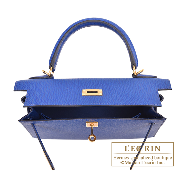 Hermes Kelly bag 25 Sellier Blue royal Epsom leather Gold hardware