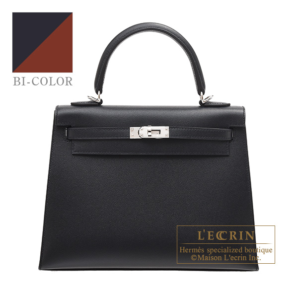 Hermes　Kelly Verso bag 25　Sellier　Blue minuit/　Sienne　Madame leather　Silver hardware