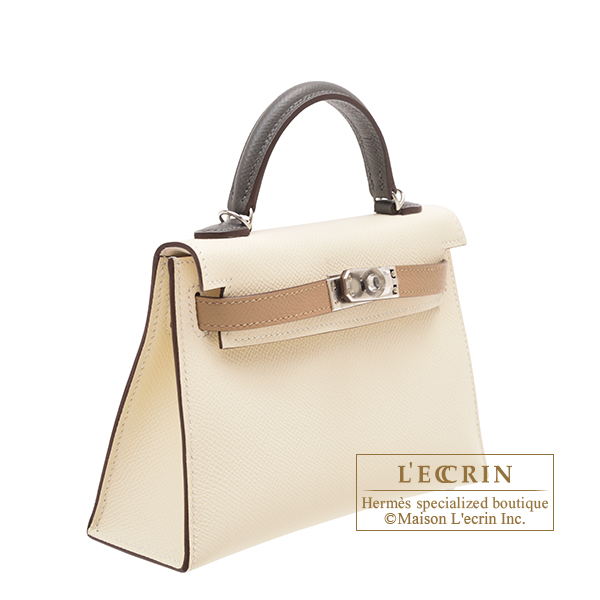 Hermes Mini Kelly 20 Nata Gris Meyer and Chai Tri Color