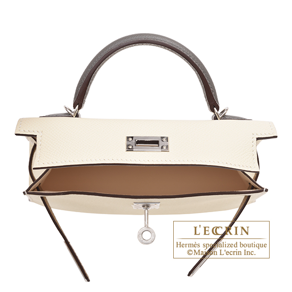 Hermes Mini Kelly 20 Nata Gris Meyer and Chai Tri Color