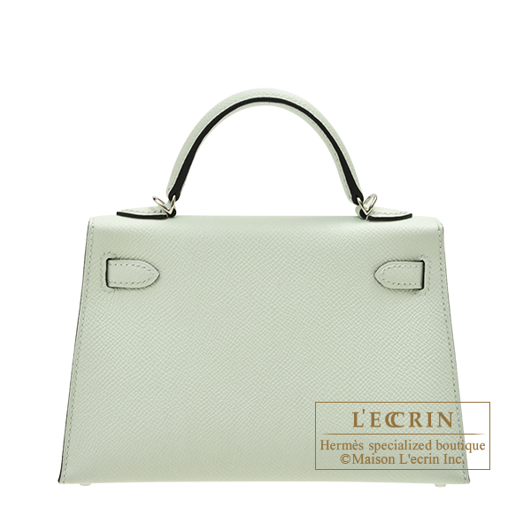 Hermes Kelly bag 28 Sellier Vert gris Epsom leather Silver