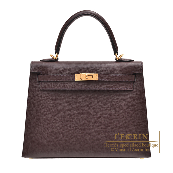 Hermes　Kelly bag 25　Sellier　Rouge sellier　Epsom leather　Gold hardware