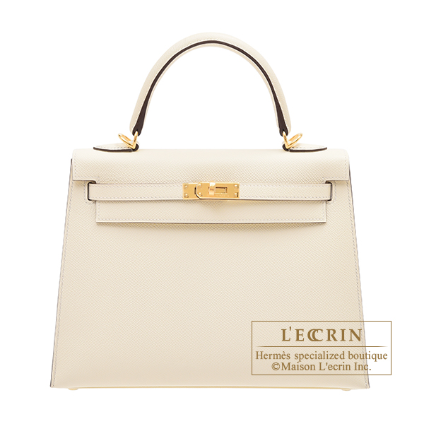 Hermes　Kelly bag 25　Sellier　Nata　Epsom leather　Gold hardware