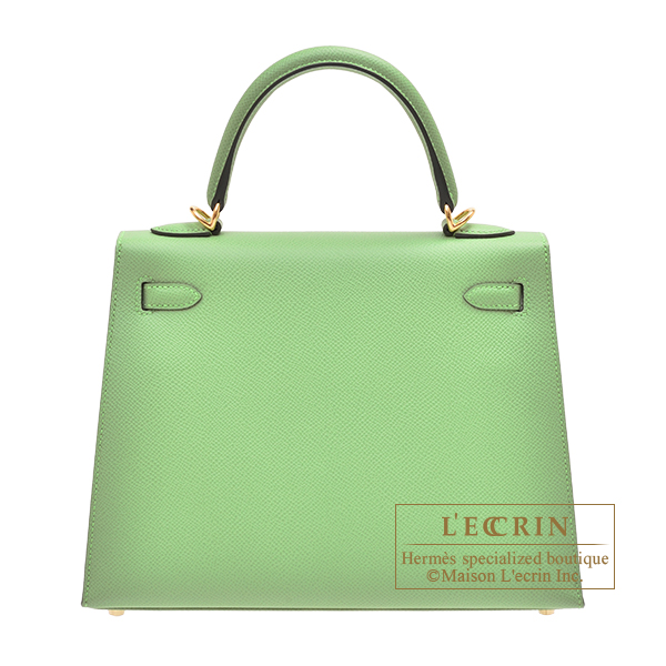 Hermes Kelly Sellier 25 Bag Vert Amande Gold Hardware Epsom