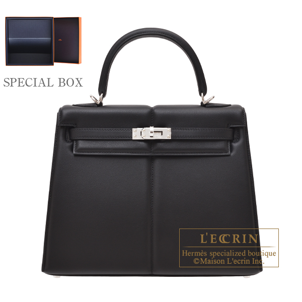 Hermes　Kelly Padded bag 25　Sellier　Black　Swift leather　Silver hardware