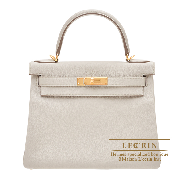 Hermes Kelly Sellier 25 Beton Ostrich Gold Hardware