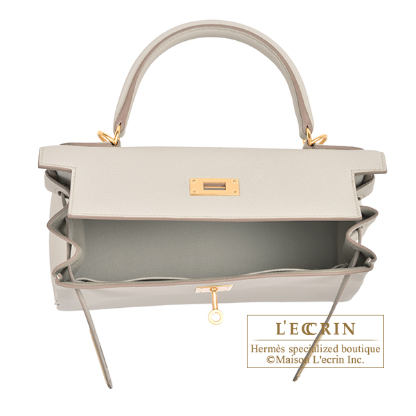 Hermes Kelly Sellier 25 Beton Ostrich Gold Hardware