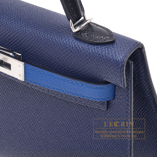 Hermes Kelly bag 25 Sellier Blue saphir Epsom leather Silver