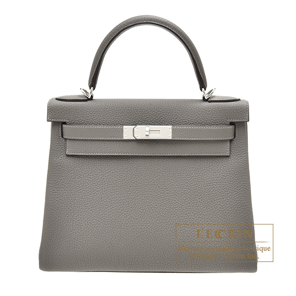 Hermes　Kelly bag 28　Retourne　Gris meyer　Togo leather　Silver hardware