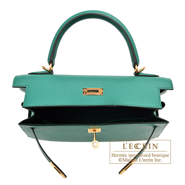 Hermes Kelly 25 togo malachite gold harwdare