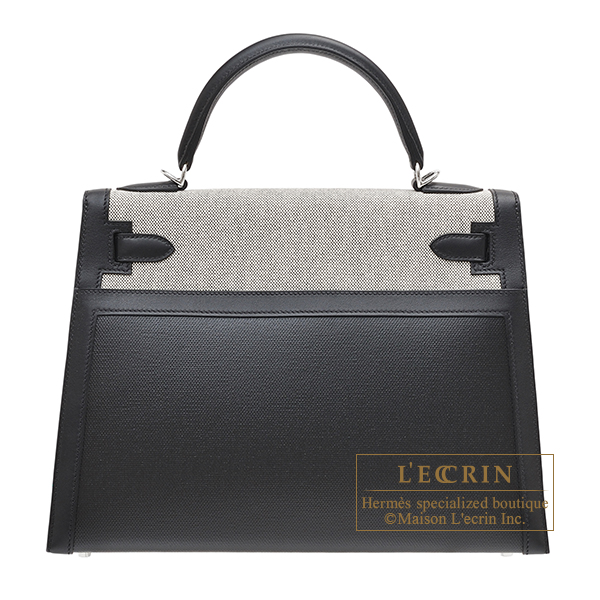 Hermes　Kelly bag 32　Sellier　Black　Toile H Berline/　Swift　Silver hardware