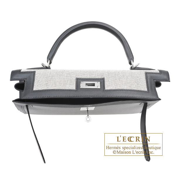 Hermes　Kelly bag 32　Sellier　Black/Ecru　Toile H Berline/　Swift　Silver hardware