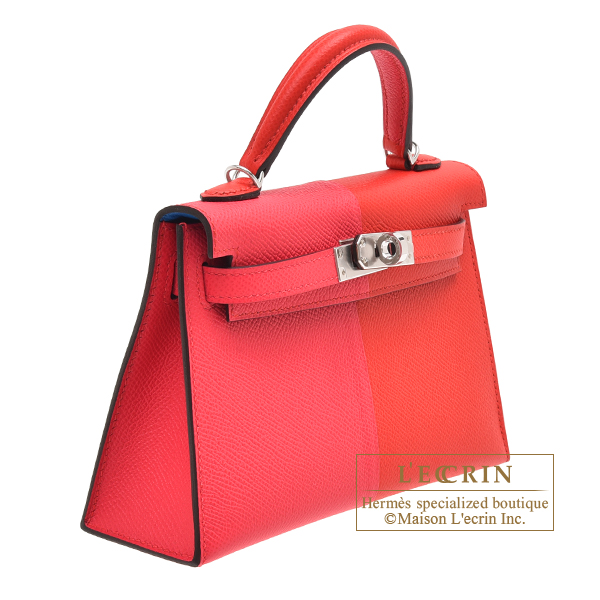 Hermes Kelly Casaque bag mini Sellier Rouge coeur/Rose extreme