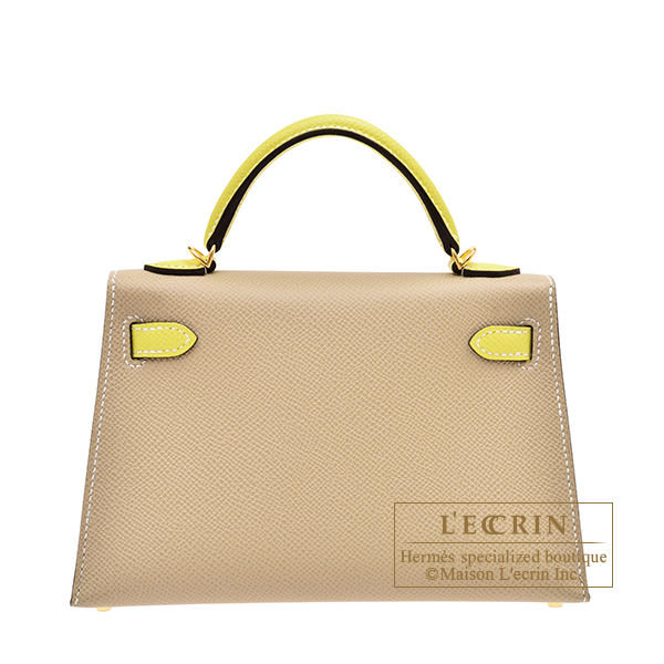 Hermes Kelly Mini Pochette Bag Trench Ostrich Leather Gold