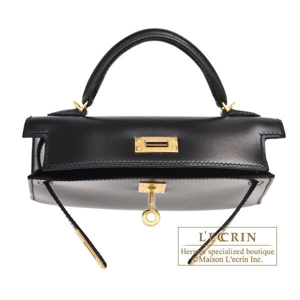 Hermes Bearn Soufflet Black Box calf leather Gold hardware